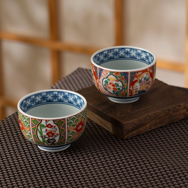 美浓烧日本进口釉上彩金斓手复古宫廷风轻奢彩瓷茶杯个人专用茶具 - 图0