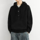 URSBOB men's sweater loose hooded pullover solid color sweater youth knitted sweater high-end look outside wear