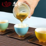 杰艺 Белая фарфоровая чайная чашка с серой чашкой керамическая чашка одно чашка мастер -чашка с большим рисунком Золотая чашка кунг -фу чашка ковша