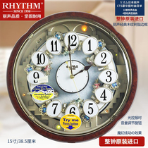 RHYTHM Lionic Hanging Bell Large Code Living Room Eu Style Retro Magic Solid Wood Sailing Rudder Creative Clock 4MH817