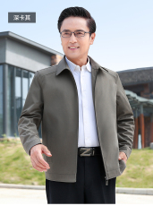 Куртка 男式夹克外套中老年爸爸春秋季翻领拉链休闲薄款宽松免烫立领夹克