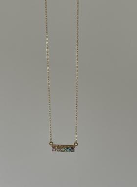 Ojala原创设计一字彩虹项链高级感个性饰品百搭气质女生礼物