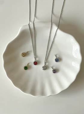 极简百搭彩色吊坠项链日常时尚通勤彩色锁骨链女生礼物