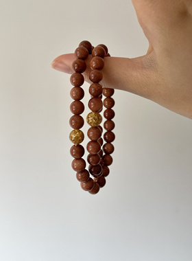 Ojala爆闪天然招财双圈金沙石手串轻奢复古男女情侣款手链