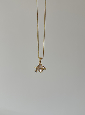 Ojala原创设计四叶草星球项链金色银色锁骨链简约高级