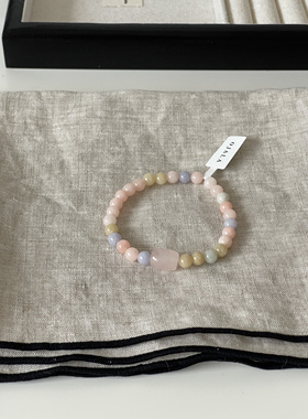 Ojala原创天然6mm摩根石粉晶手串新中式国风手链温柔气质高级感