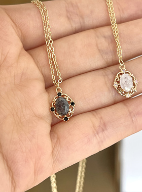 夏也Ojala原创冰花设计项链白色黑色吊坠2025新款轻奢小众饰品女