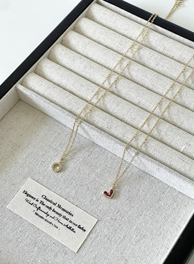 Ojala原创设计简约红色小爱心项链个性时尚法式气质锁骨链