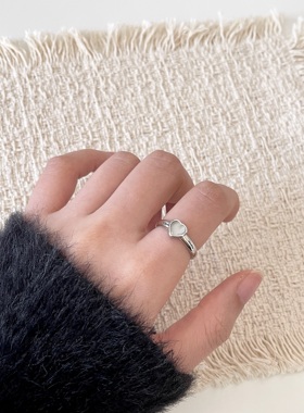 时尚爱心戒指女开口小众设计轻奢高级感冷淡风ins百搭食指戒