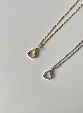 Ojala闪耀经典爱心项链原创设计锁骨链金色银色极简冷淡风