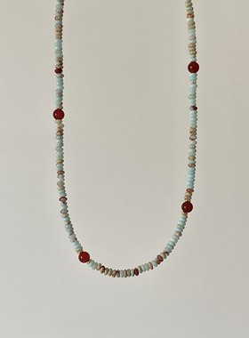 Ojala原创天然寿山石红玛瑙轻奢小众项链彩色锁骨链多巴胺饰品