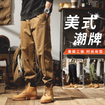 American Heavy Pound Autumn Winter New Plus Suede Tooling Pants Men Loose Men Casual Pants Boarder Harun Bunches Pants Men