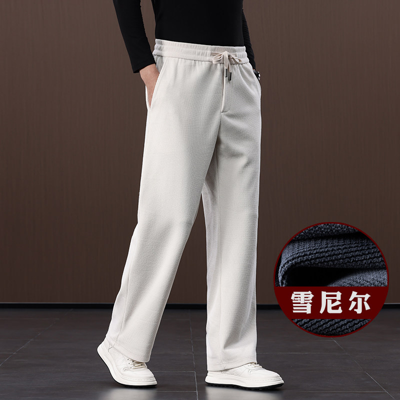 冬季加绒加厚雪尼尔男士休闲裤中老年爸爸秋冬款宽松直筒运动裤子,淘宝优惠券,粉丝福利购,淘宝优惠卷