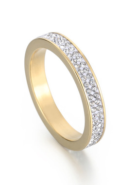 权志龙GD同款彩色钻戒指时尚个性双排镶钻复古金属指环饰品男女潮