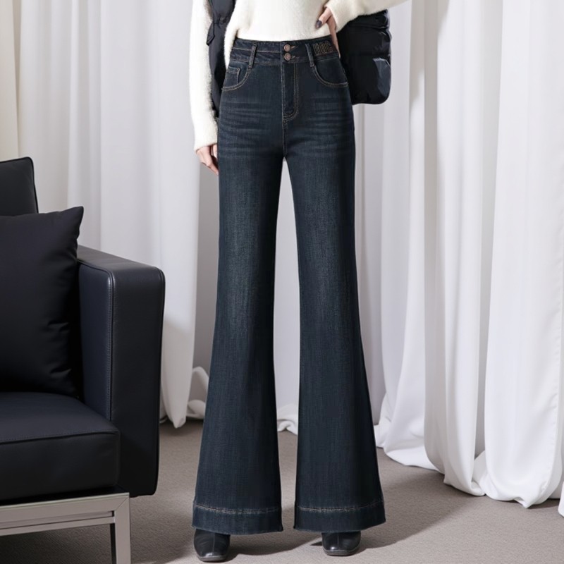 加绒阔腿牛仔裤女2024年新款秋冬高腰宽松加厚女裤大喇叭拖地裤子,淘宝优惠券,粉丝福利购,淘宝优惠卷