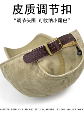 美式复古棒球帽皮质调节扣男女帽
