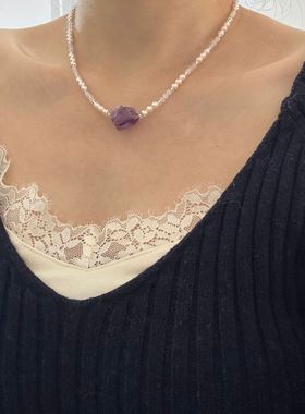 天然紫萤石兔子S925银项链