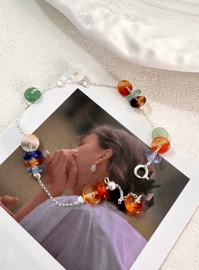 不掉色新款圆环夏季手链玉石小众