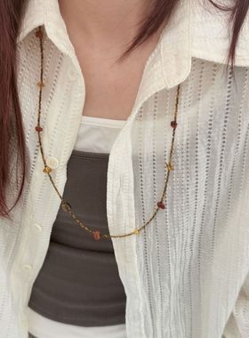 新中式碎石秋冬毛衣链天然石串珠