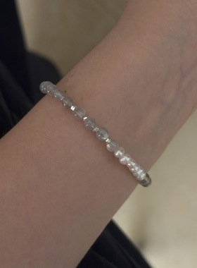 月光石灰色手串气质925银手链