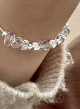 气质白水晶韩系S925银手链女手串