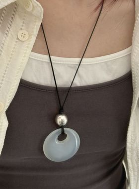 秋冬玛瑙新中式毛衣链简约长项链