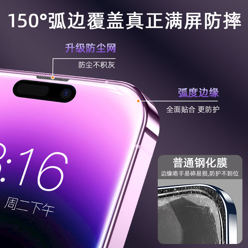 无尘仓适用苹果14Pro钢化膜iPhone13/12手机14Promax防窥15贴膜11por新款plus防窥膜xr神器x除尘xs全屏pormax - 图0