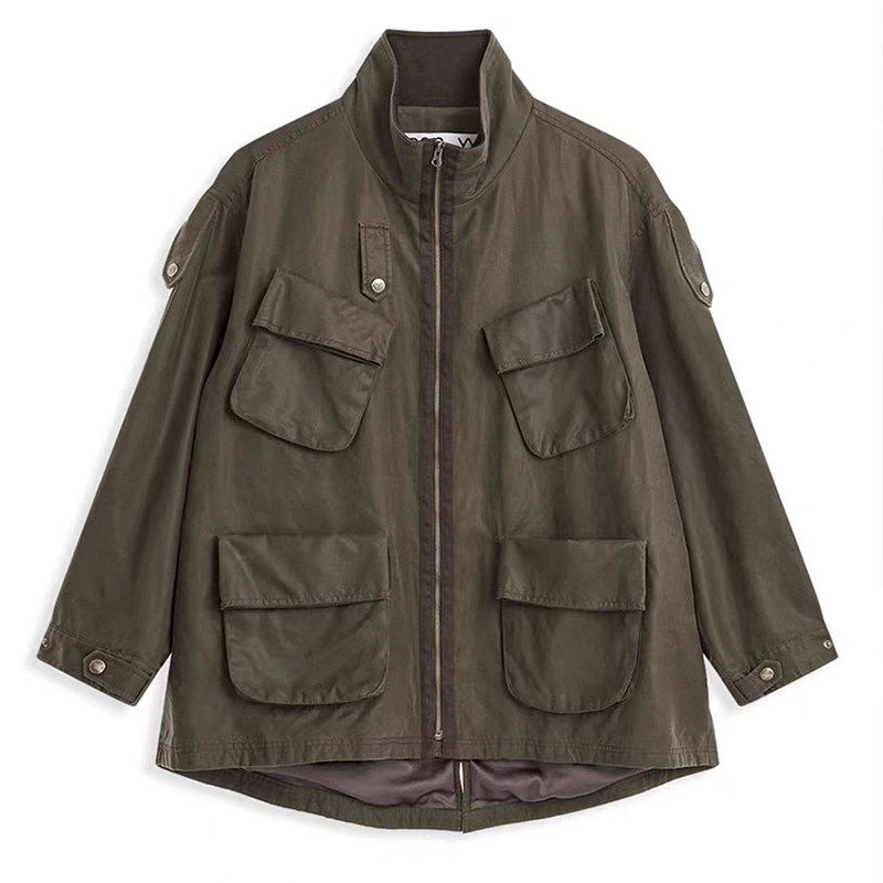 代工厂！OPEN YY2025秋季 章若楠同款百搭复古翻领工装外套女夹克,淘宝优惠券,粉丝福利购,淘宝优惠卷