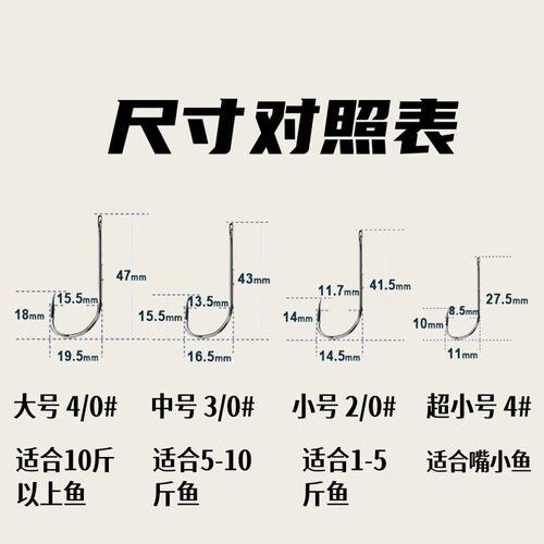 海钓飘虾米鱼虾背钩活虾钩路亚鲈鱼石斑筏钓矶钓专用斜口尖勾钩组 - 图0