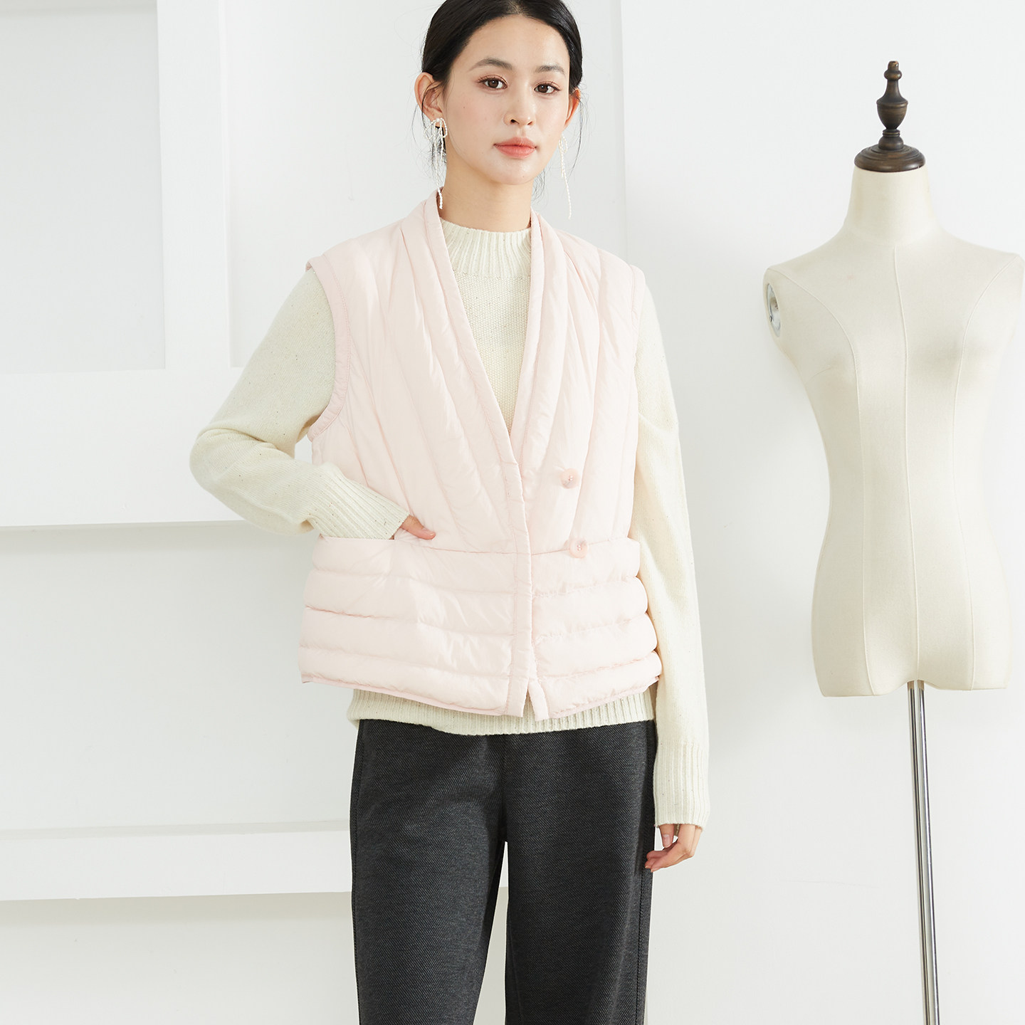 特惠90白鸭绒羽绒马甲女宽松显瘦轻薄保暖防水鸭绒服马夹外套冬,淘宝优惠券,粉丝福利购,淘宝优惠卷