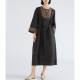 ຮ່ອງຮອຍຂອງ lingering lingering old tortoise pattern silk cloud yarn embroidered round neck robe women's 100% mulberry silk waist dress