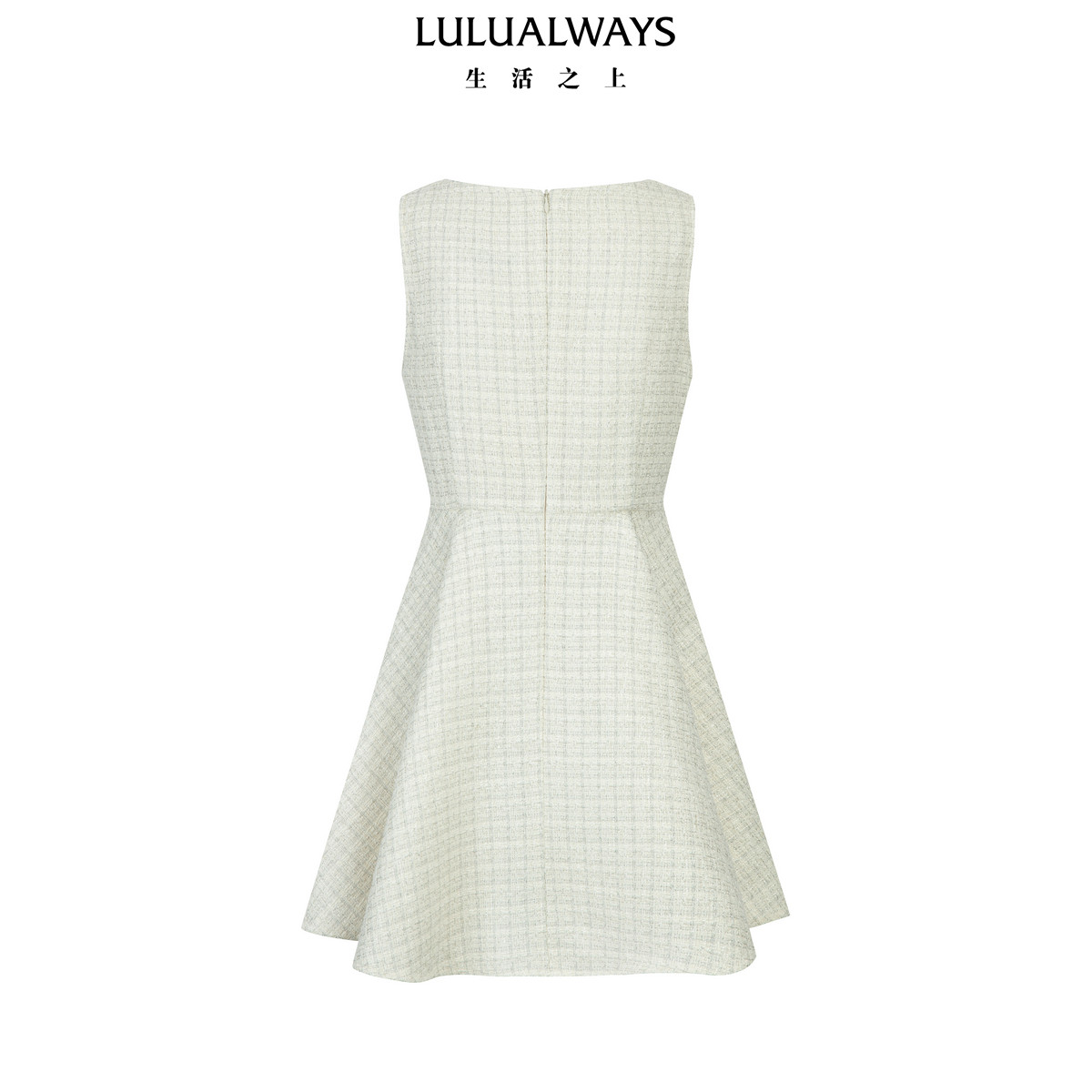 LULUALWAYS我爱露露26春季新款千金名媛风小香风米白色无袖连衣裙,淘宝优惠券,粉丝福利购,淘宝优惠卷