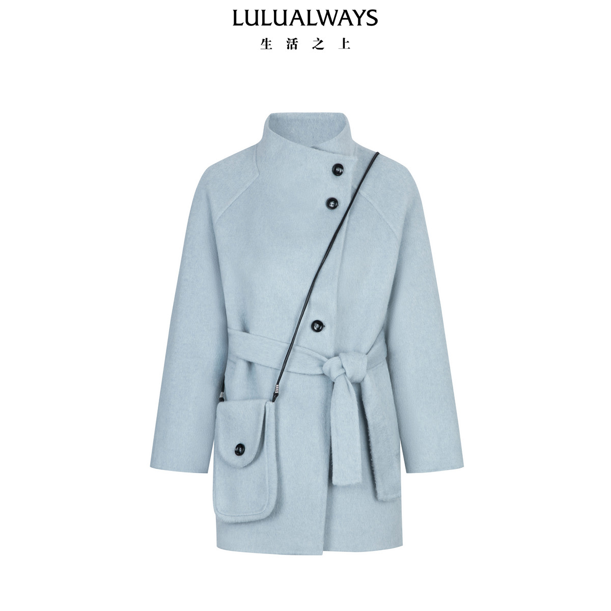 LULUALWAYS我爱露露24冬季新款法式俏皮双面呢绵羊毛中长款大衣女