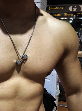 钛钢哑铃项链小众设计感时尚饰品