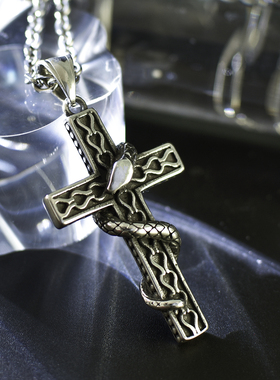 钛钢不掉色男生复古十字架项链
