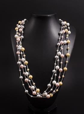 大小串珠贝壳圆珠链女