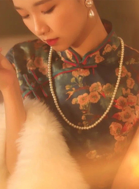 复古单层53CM项链 简约仿珍珠毛衣链 气质小珠旗袍配饰品圆珠链女