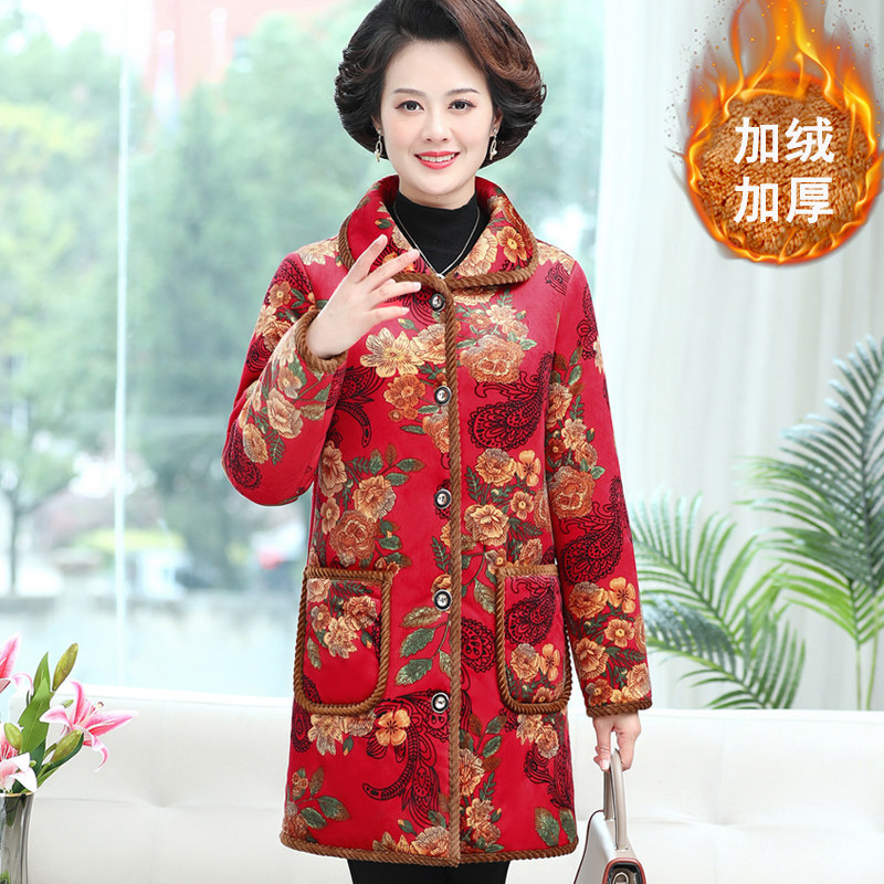 千丝鹿中长款中老年女装妈妈棉衣 千丝鹿中老年女装