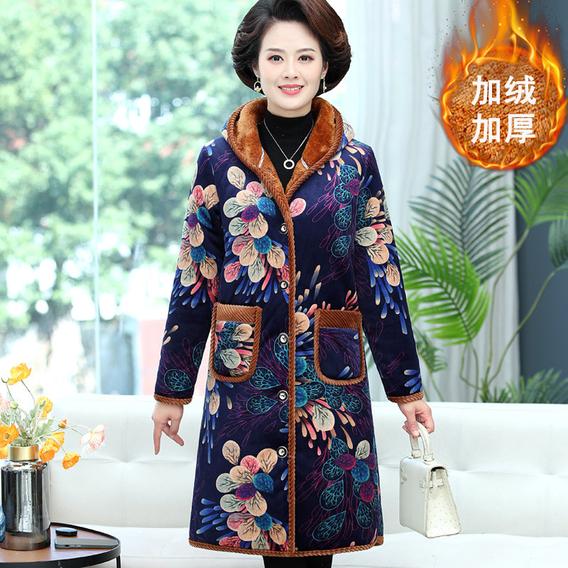 千丝鹿中长款妈妈中老年女装棉衣 千丝鹿中老年女装