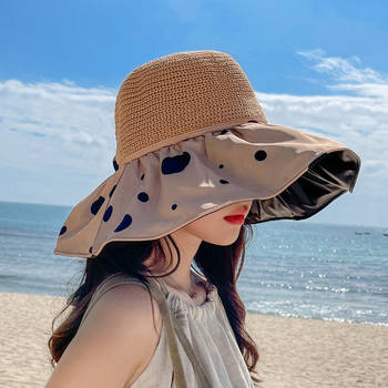 Summer vinyl bow sun hat ສໍາລັບແມ່ຍິງ, ຫມວກເຟືອງເປັນຮູທີ່ມີ brim ຂະຫນາດໃຫຍ່ເພື່ອປົກຄຸມໃບຫນ້າ, ປ້ອງກັນແສງແດດ, ຫມວກຊາວປະມົງ, ຄົນອັບເດດ: ແລະຄົນອັບເດດ: