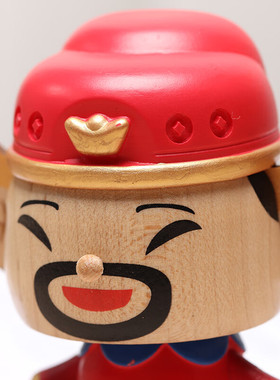 森活木趣财神弹簧车载摇头中控实木摆件创意可爱解压装饰治愈礼物