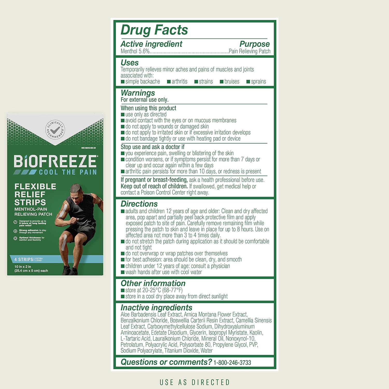 美国直邮Biofreeze Pain Relief Flexible缓解肌肉酸痛贴片4片/盒-图0