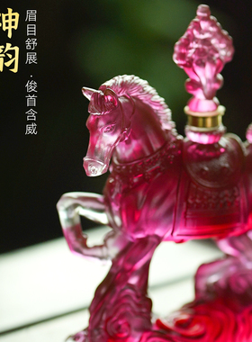 珍悦琉璃红色琉璃招财马摆件