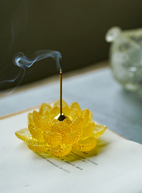 非遗文化古法琉璃禅意莲花香插