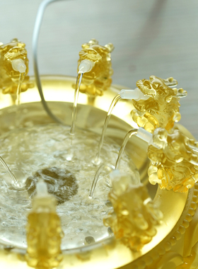 珍悦琉璃九龙喷水五路财神浴佛盆