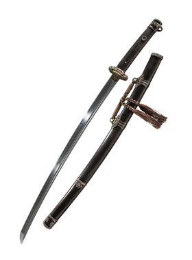 夜鹤黑檀木太刀花纹钢覆土烧刃