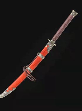 龙泉康熙宝刀锻打花纹钢发红