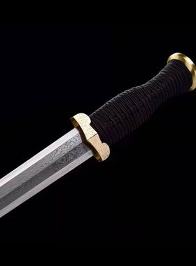 龙泉百炼花纹钢小汉剑折叠锻打