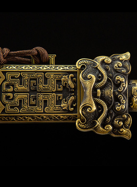 定秦剑锻打花纹钢宝剑外贸酸枝木