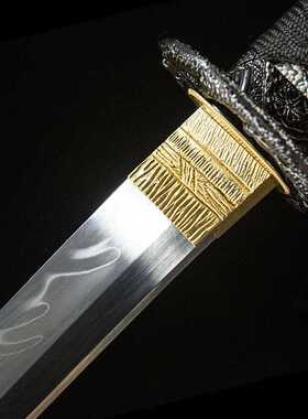 武士刃日式打刀katana盘龙刀镡红漆龙纹鞘覆土烧刃龙泉刀剑未开刃